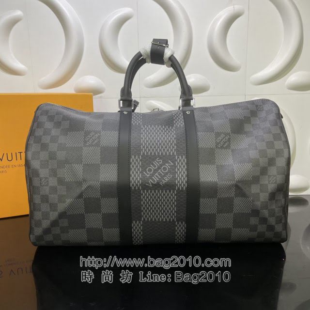 Louis Vuitton新款旅行包 N50016 路易威登Keepall BANDOULIèRE 50旅行袋 LV棋盘格手提肩背旅行袋  ydh4198